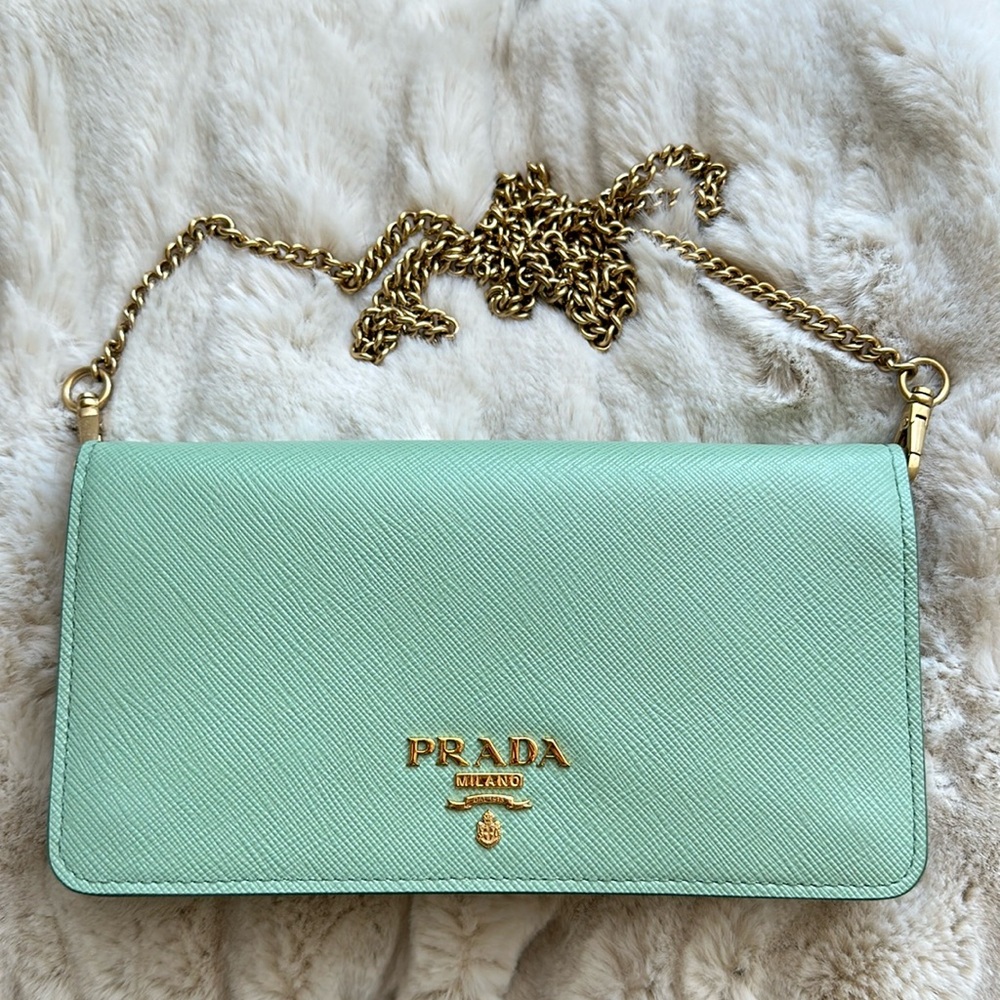 Prada Saffiano Leather Mini Bag Aquamarina